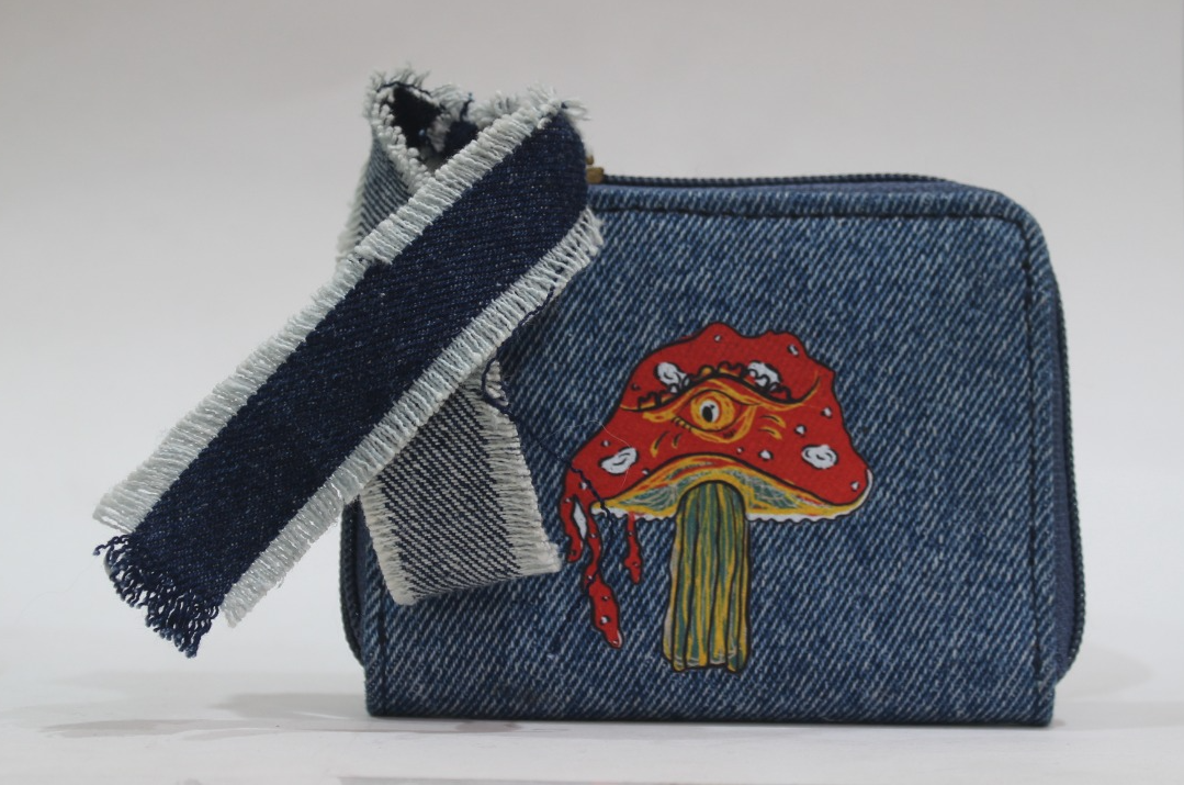 Mushroom Denim Wallet mini
